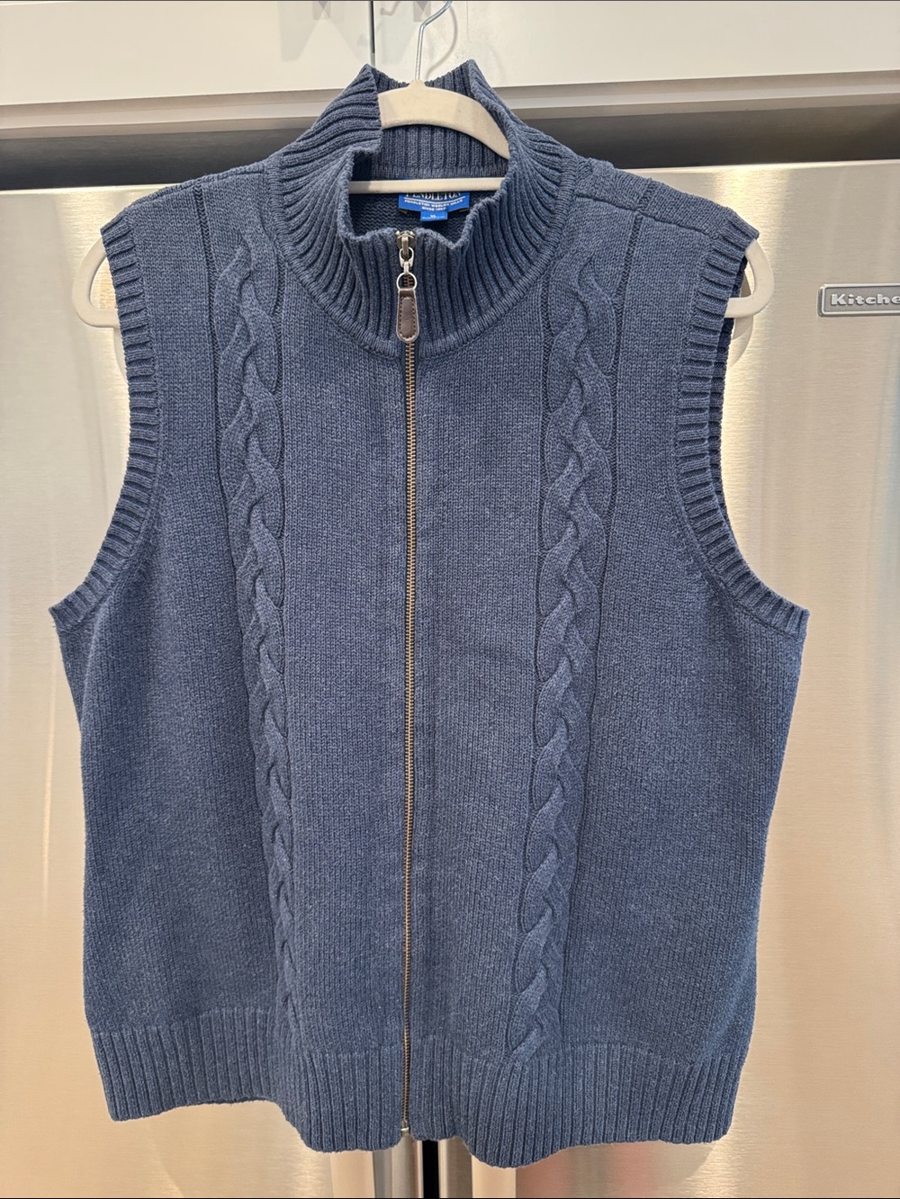 Pendleton Slate Blue Cable Knit Zip Vest Sz. XL